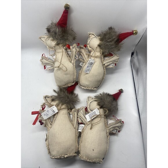 Burton+Burton “SANTA PAWS” Primitive Fabric Cat Ornament Set Of 4 Lot New - Picture 4 of 4